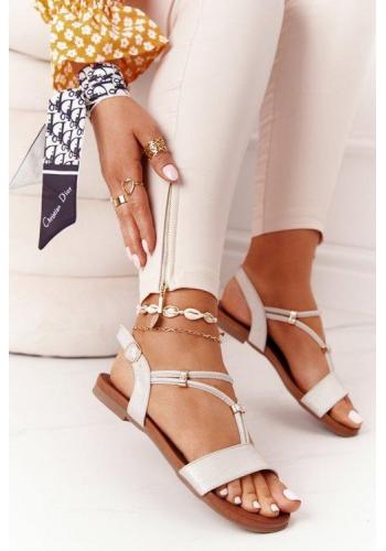 Elegantní sandály pro dámy v béžové barvě ve výprodeji