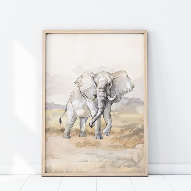 Levně Nástěnný safari plakát s motivem slona, P322 15 x 21 Na výšku