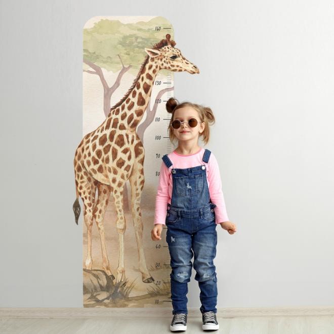 Dětský výškový metr na zeď s motivem žirafy