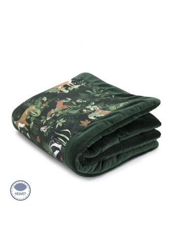 Teplá sametová deka pro děti - zvířata / tmavě zelená ve slevě