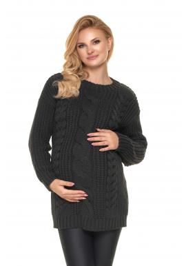 Grafitový pletený svetr pro těhotné