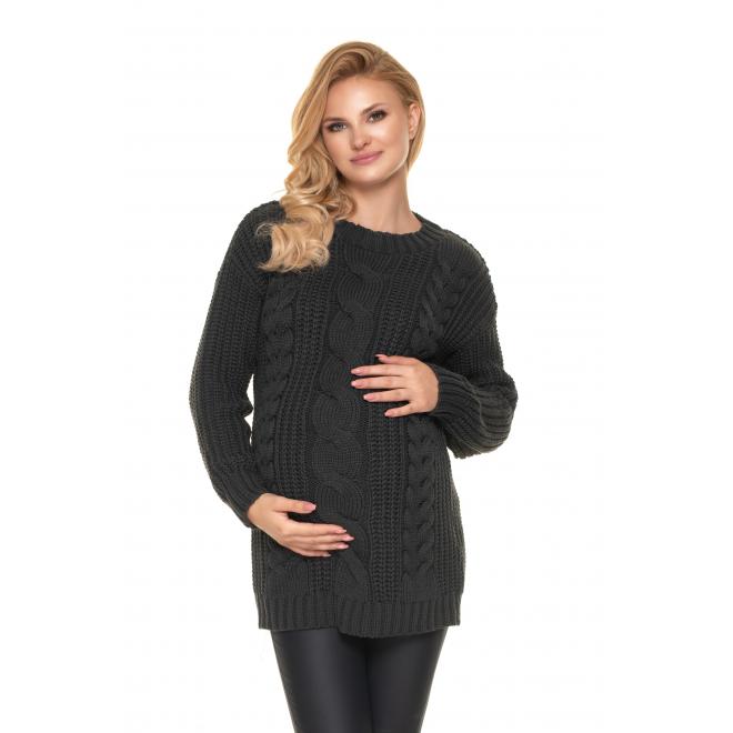 Levně Grafitový pletený svetr pro těhotné, PKB1212 70040 UNI