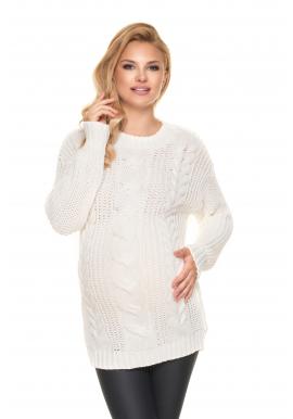 Těhotenský pletený svetr v krémové barvě