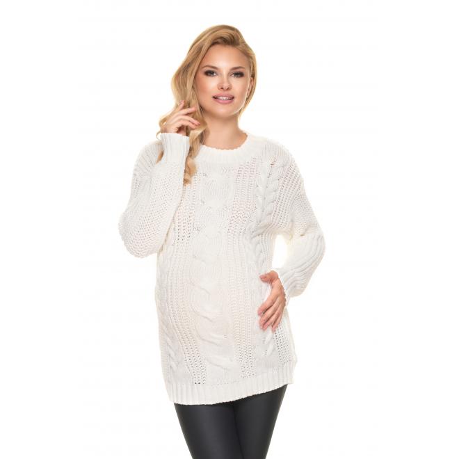 Těhotenský pletený svetr v krémové barvě